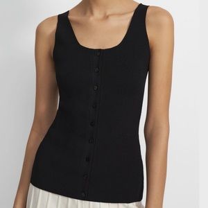 Theory Black Button-Front Tank Top